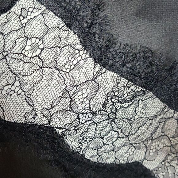 BCBGENERATION Silky Soft Black Lace One Shoulder Drape Alana Formal Slip Dress - Picture 5 of 8